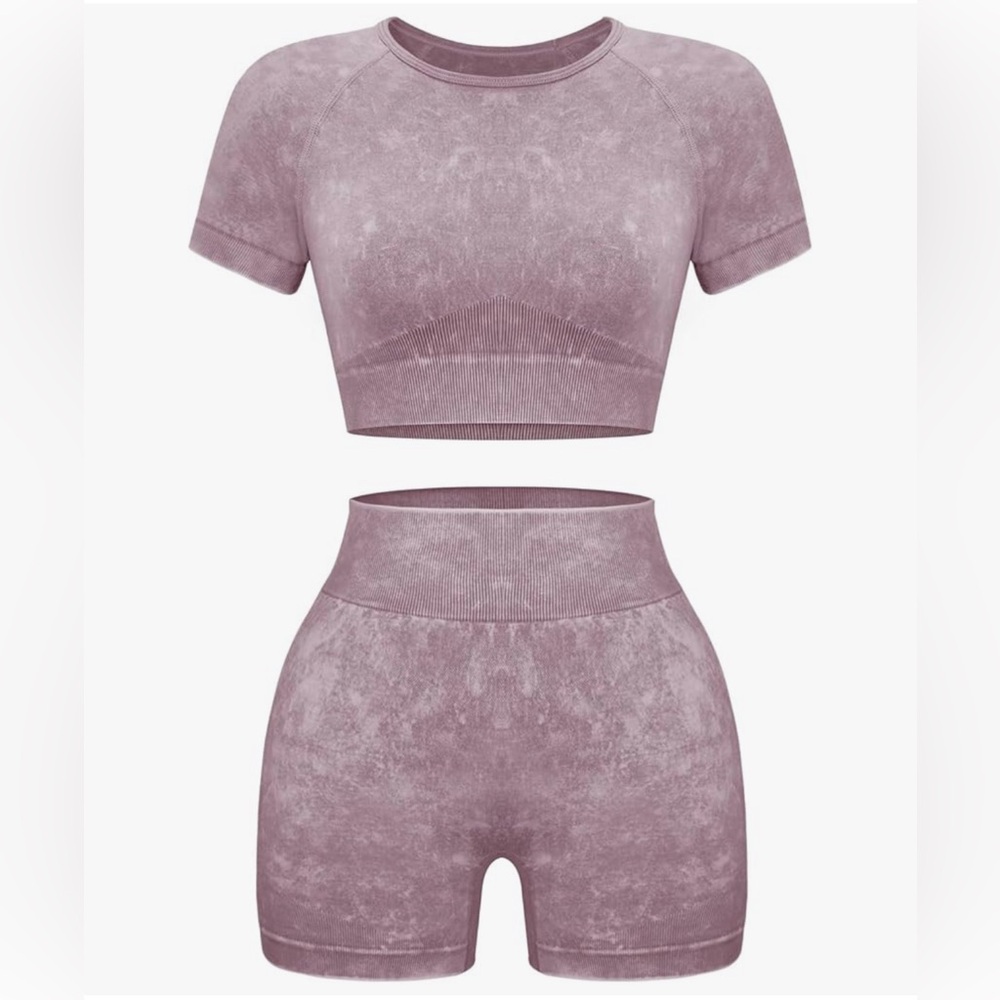 Purple Two-Piece Athletic Set - Trendy Wash
